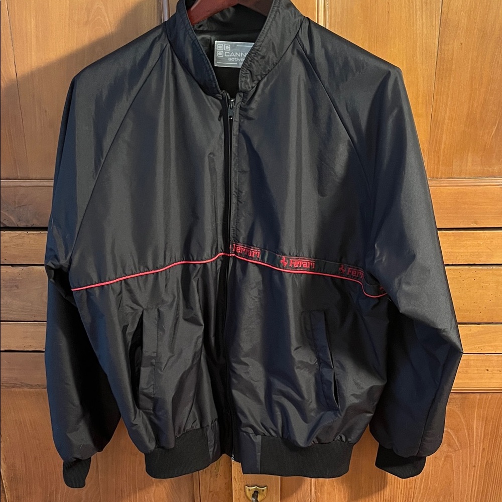 Vintage Ferrari  Men's Stylish Black Bomber Style Windbreaker Jacket